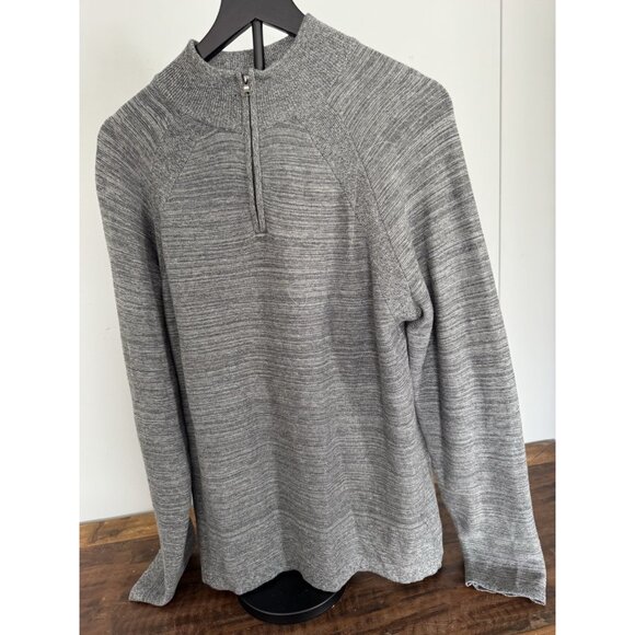 Flag & Anthem Size M Mens Marled Gray Sweater Raglan Sleeve Quarter Zip … - Picture 2 of 5